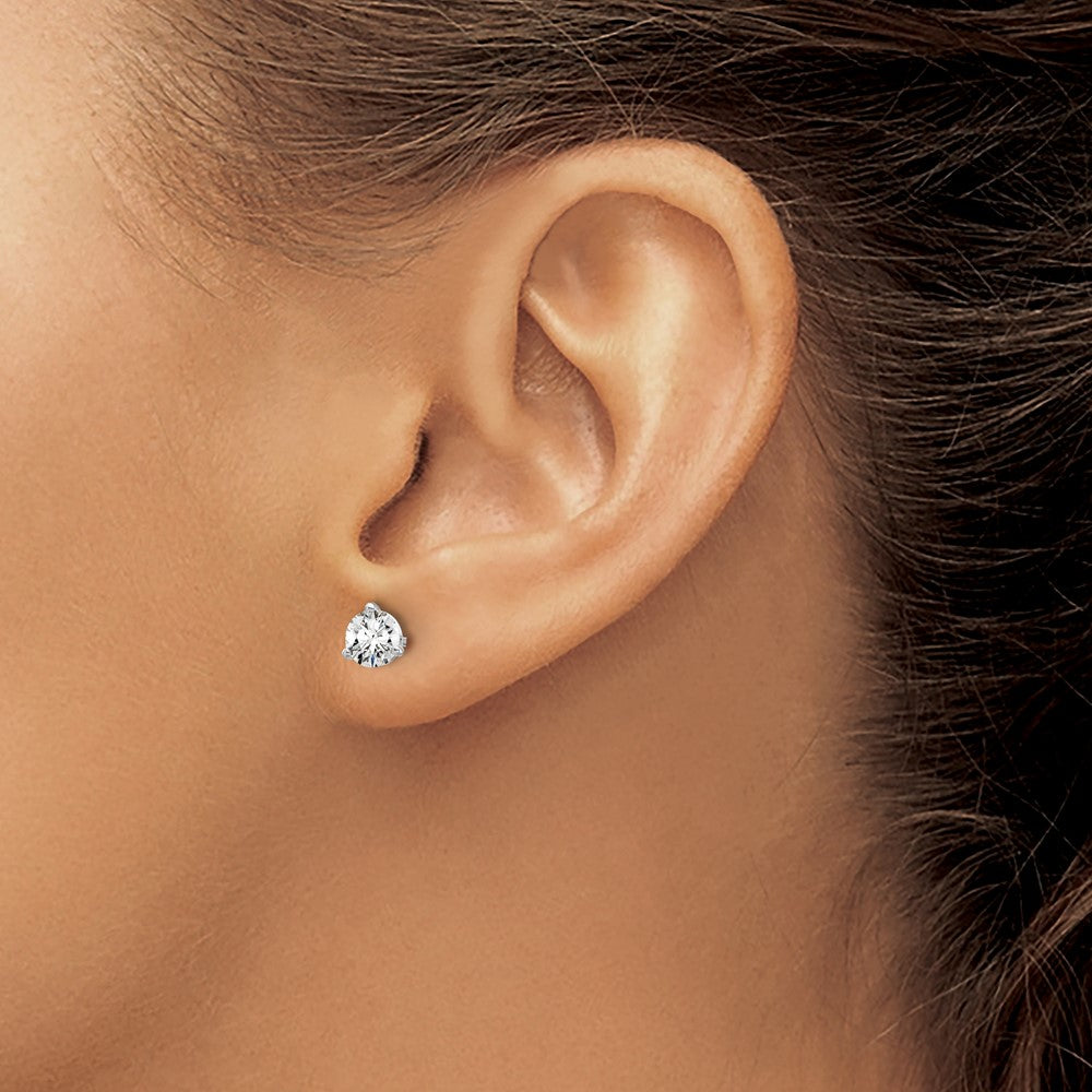 14k White Gold 3/4 ctw Certified Lab Grown Diamond VS+ F+ Round 3 Prong Heavy Wt. Stud Earrings