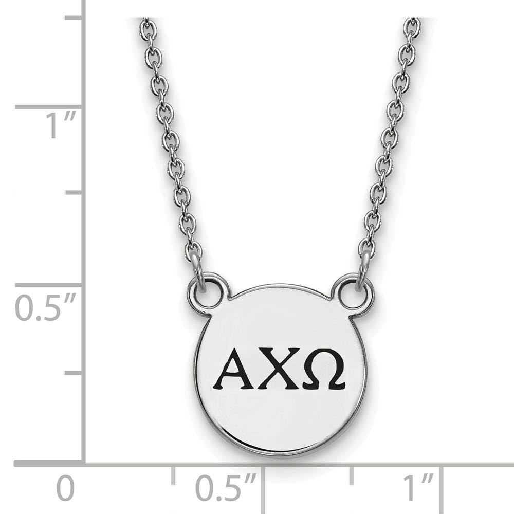 Sterling Silver 18in Official Licensed Greek Sororities Alpha Chi Omega (???) XS Enamel Pendant w/Necklace