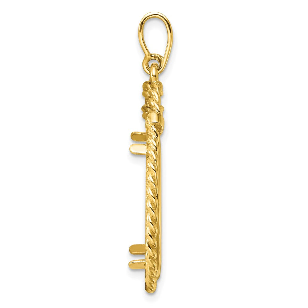 Wideband Distinguished Coin Jewelry 14k Polished Western Rope 21.6mm Prong Coin Bezel Pendant