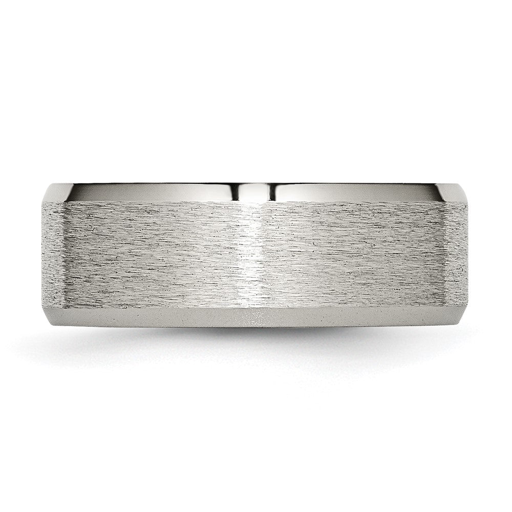 Titanium Satin and Brushed 8mm Beveled Edge Band Size - 9