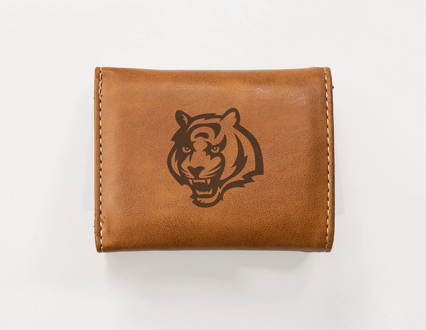 Football Rico Industries Cincinnati  Brown Laser Engraved Trifold Laser Engraved Tri-Fold Wallet - Men's Accessory