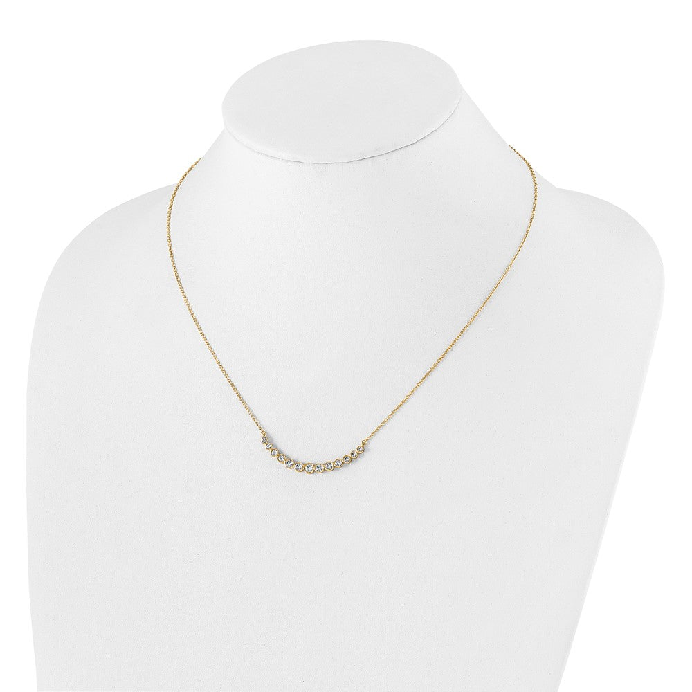 True Origin 14K 3/4 carat Lab Grown Diamond VS  D E F 18 inch Graduated Curved Bar Necklace