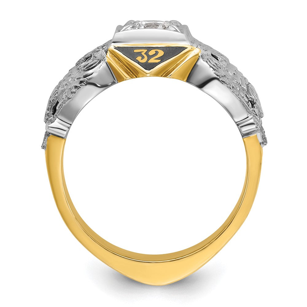IBGoodman 14k Two-tone Men's Polished and Textured 32nd Degree Scottish Rite Masonic Ring Mounting