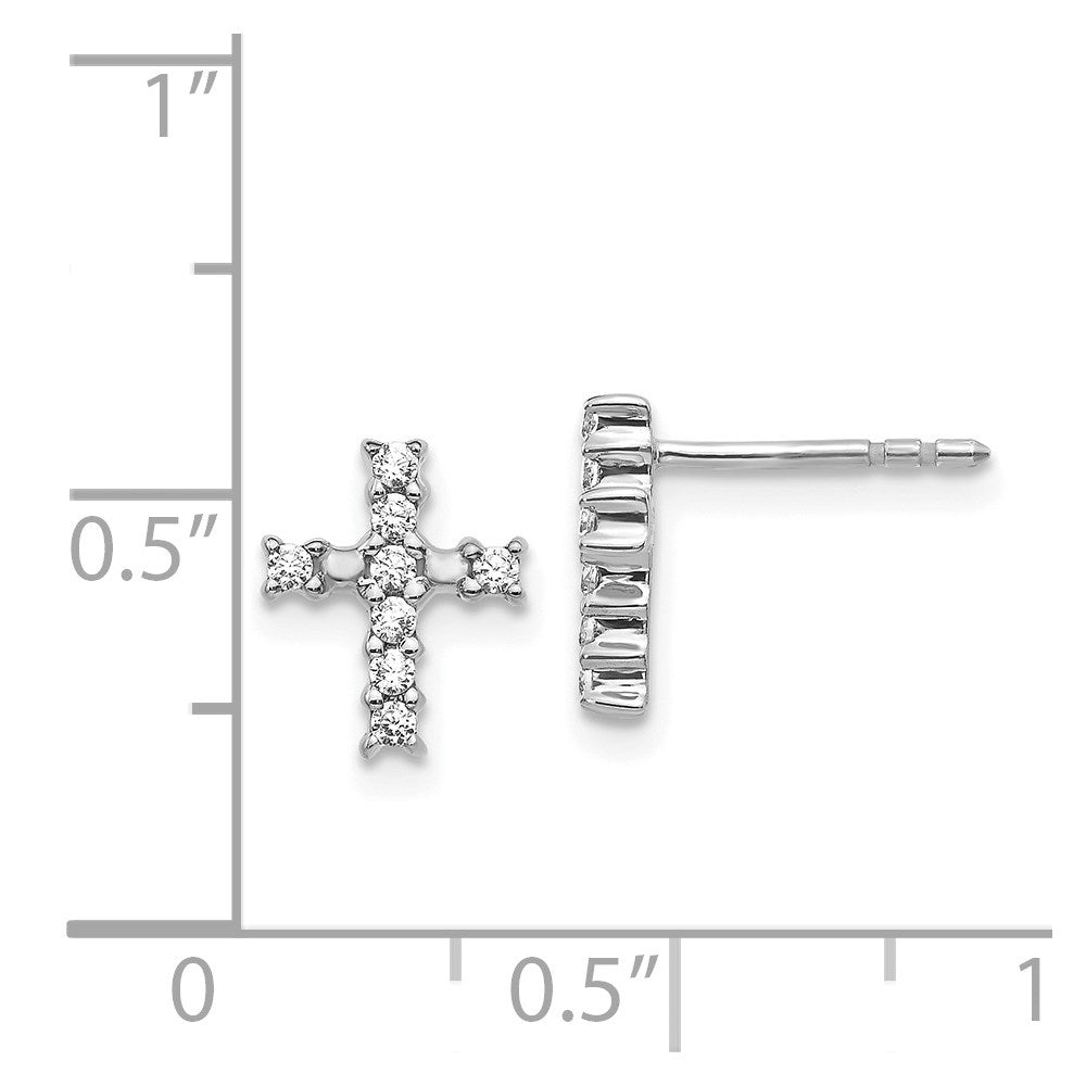 14k White Gold Polished Diamond Cross Post Earrings