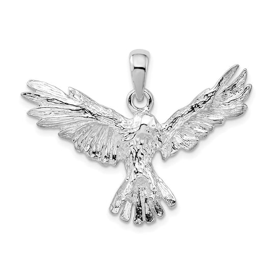 De-Ani Sterling Silver Rhodium-Plated Polished Flying Eagle Pendant