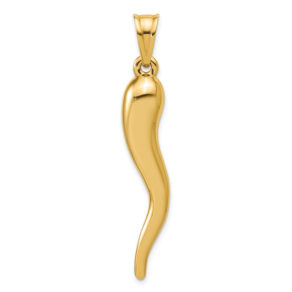 10K 40mm Hollow Italian Horn Pendant with Bigger Bail