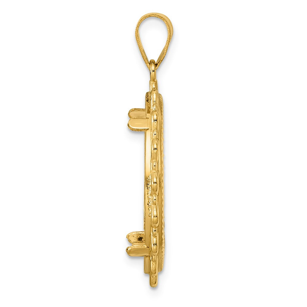 14k Diamond Cut Multi Arch with 22.0mm Prong Coin Bezel Pendant