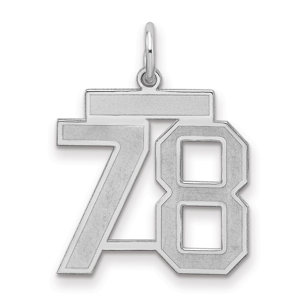 Sterling Silver/Rhodium-plated Satin Number 78 Charm