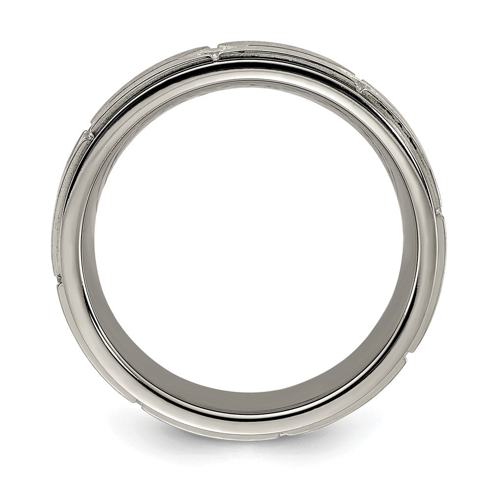 Titanium Polished w/Brushed Center with CZ 7.00mm Band Size - 10.5