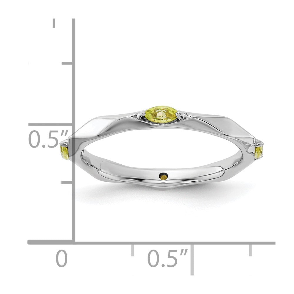 Sterling Silver Stackable Expressions Rhodium-plated Peridot Ring Size -8