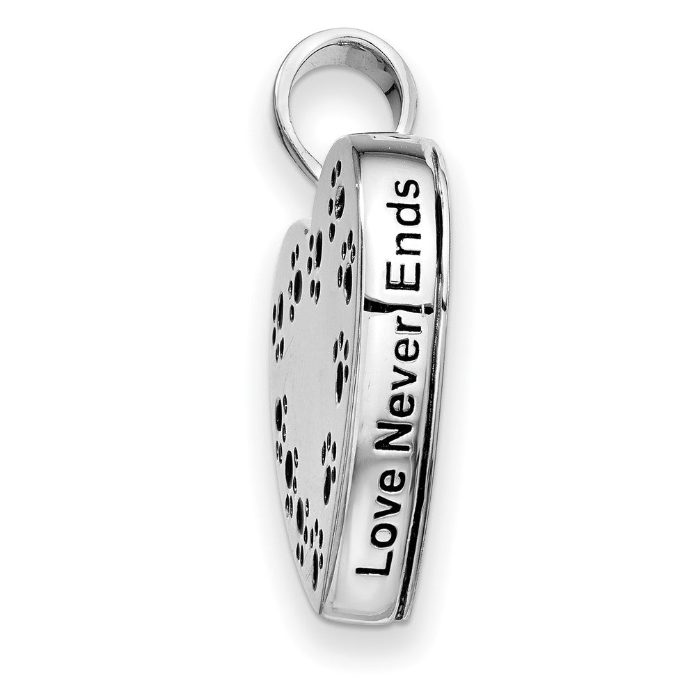 Sentimental Expressions Sterling Silver Rhodium-plated Antiqued Love Never Ends Pet Ash Holder 18 Inch Necklace 18 Inches
