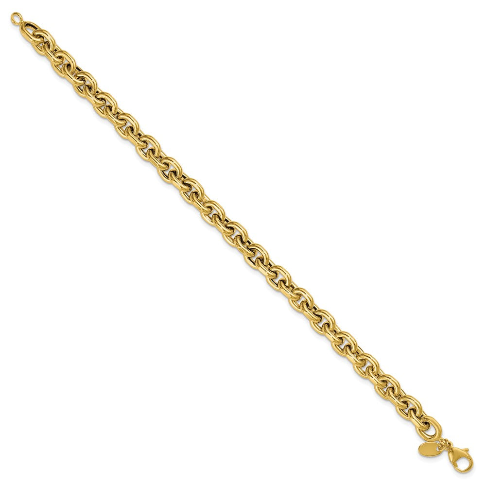 14K Polished 6.5mm Flat Edge Cable Link Bracelet 7.5  inches