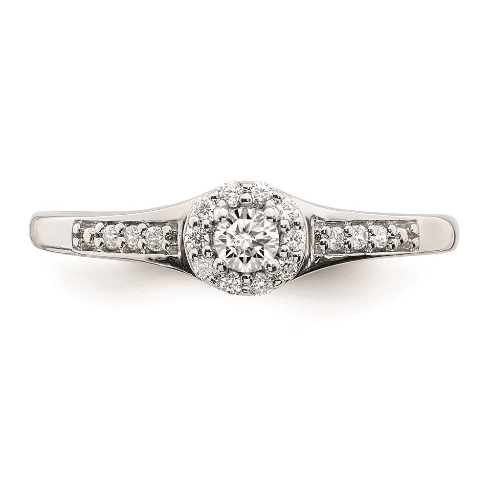 10k White Gold Halo Cluster 1/5 carat Diamond Complete Engagement Ring