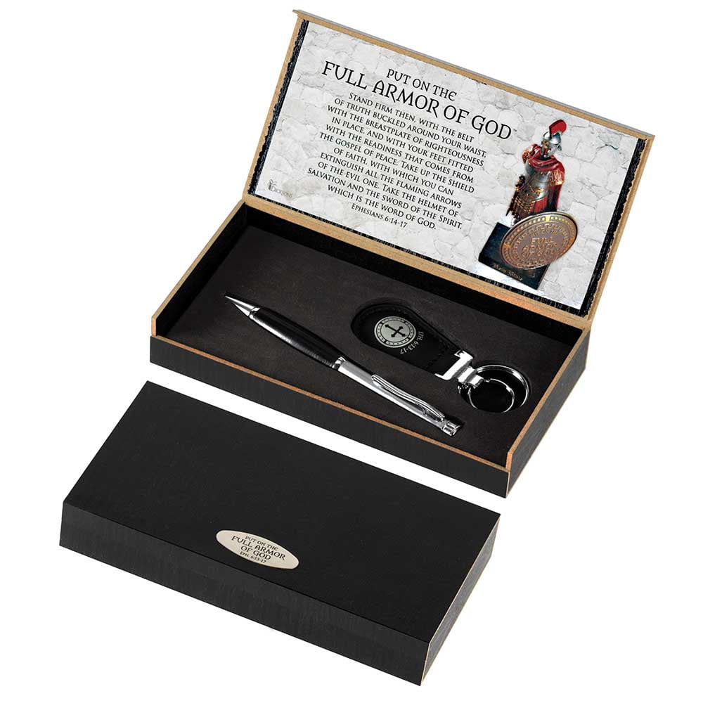 Armor Of God Black Ink Stick Pen and Keyring Gift Box