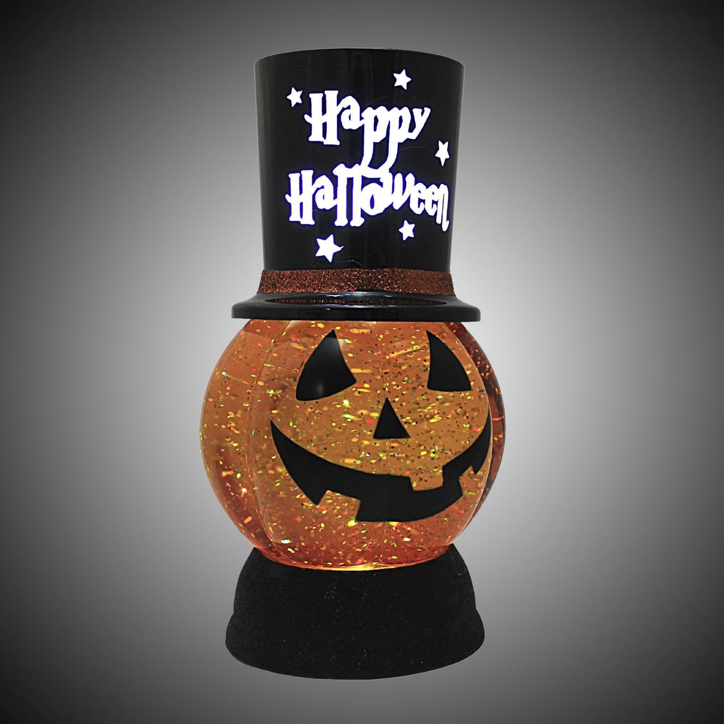 Roman 9.5" Black and Red LED Swirl Jack-O-Lantern Halloween Tabletop Decor