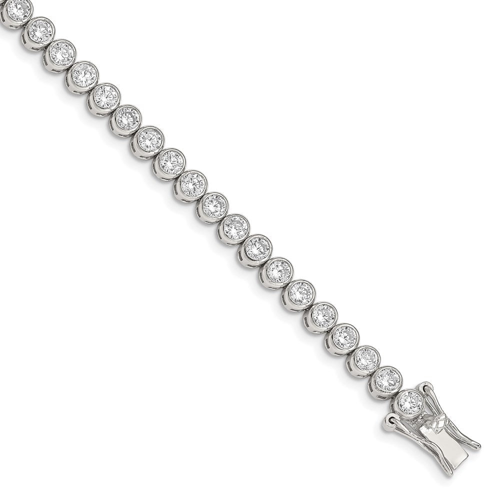 Sterling Silver Rhodium-plated CZ 7 inch Tennis Bracelet 7 inches