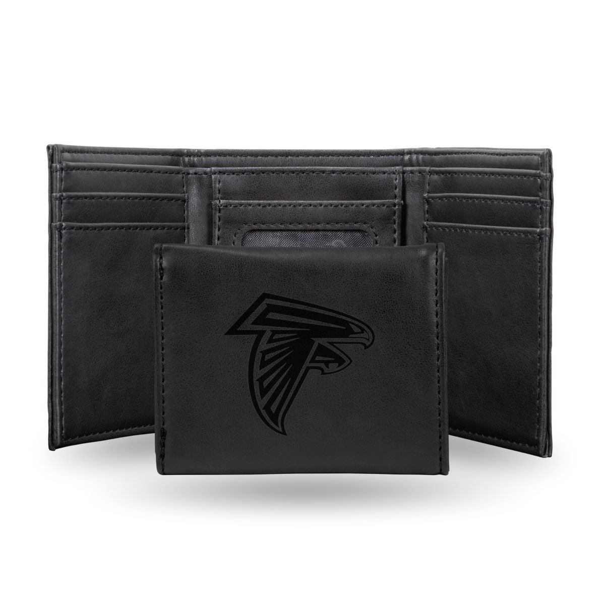 Football Rico Industries Atlanta  Black Laser Engraved Trifold Laser Engraved Tri-Fold Wallet - Men's Accessory