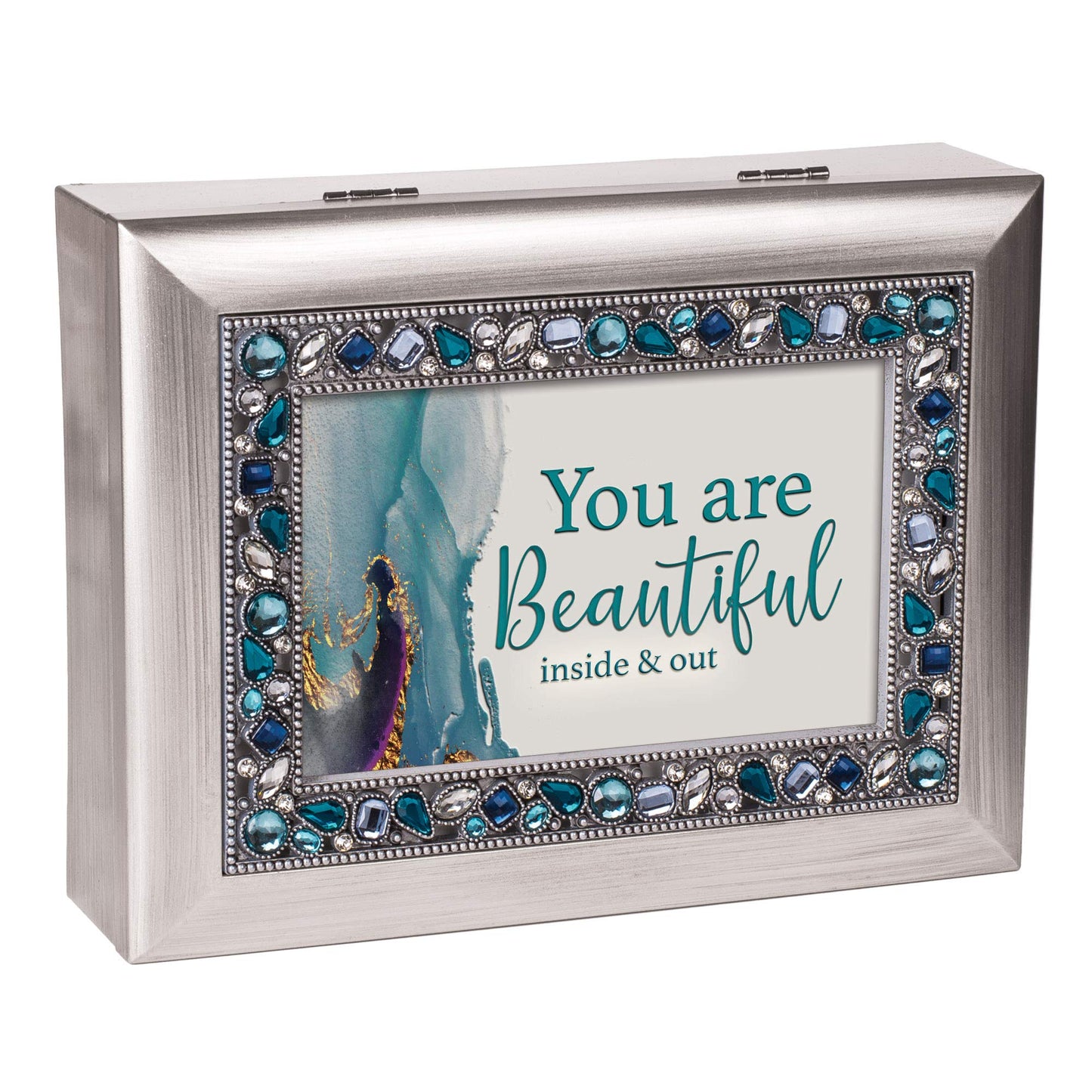 You Are Beautiful Silver Jeweled Music Box