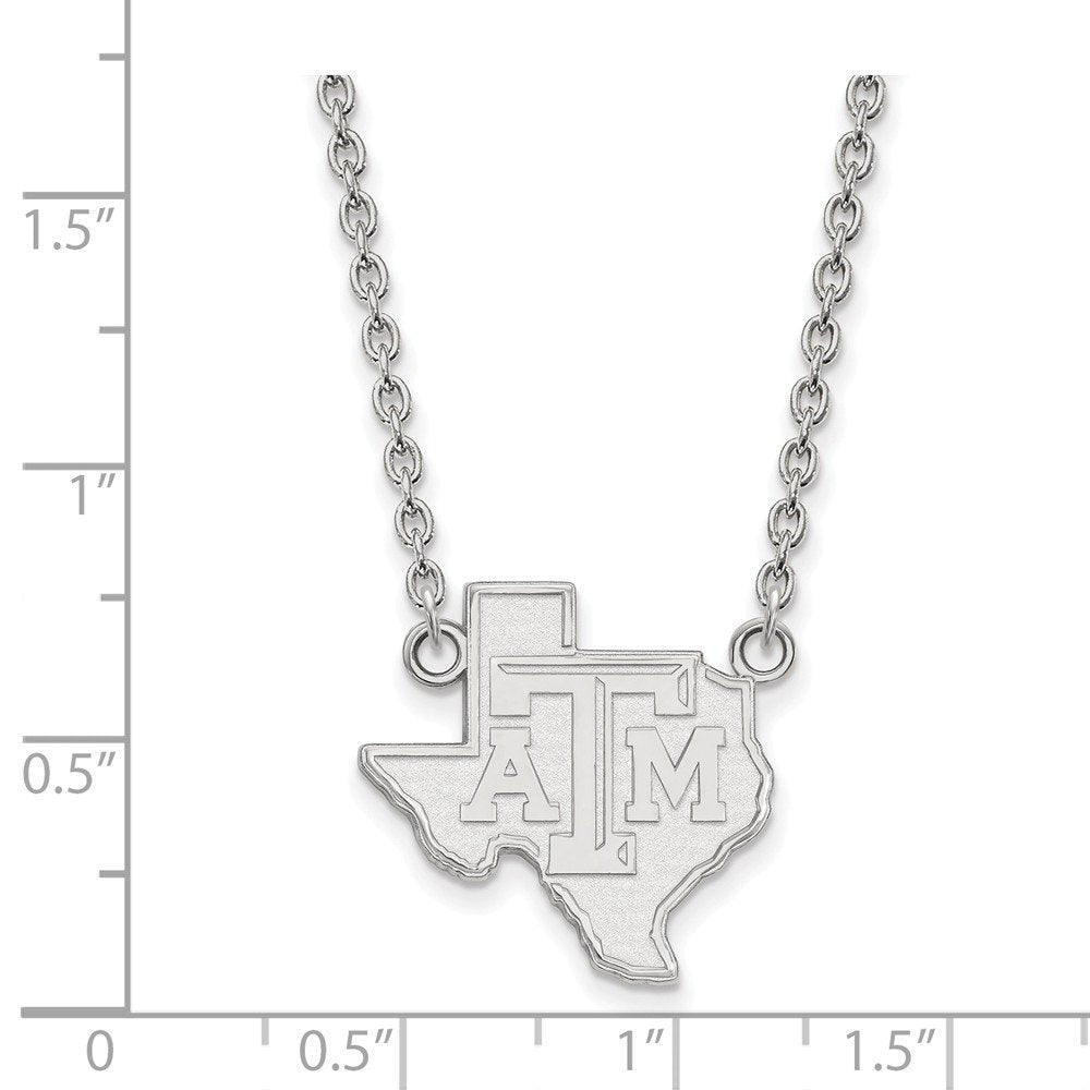 Sterling Silver Texas A&M U Large Texas 'TAM' Pendant Necklace
