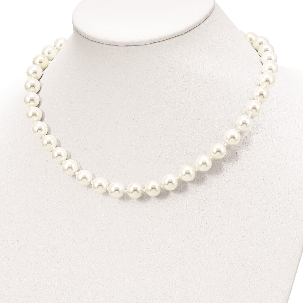 Majestik Sterling Silver Rhodium-plated 10-11mm White Imitation Shell Pearl Hand-knotted Necklace 24 Inches