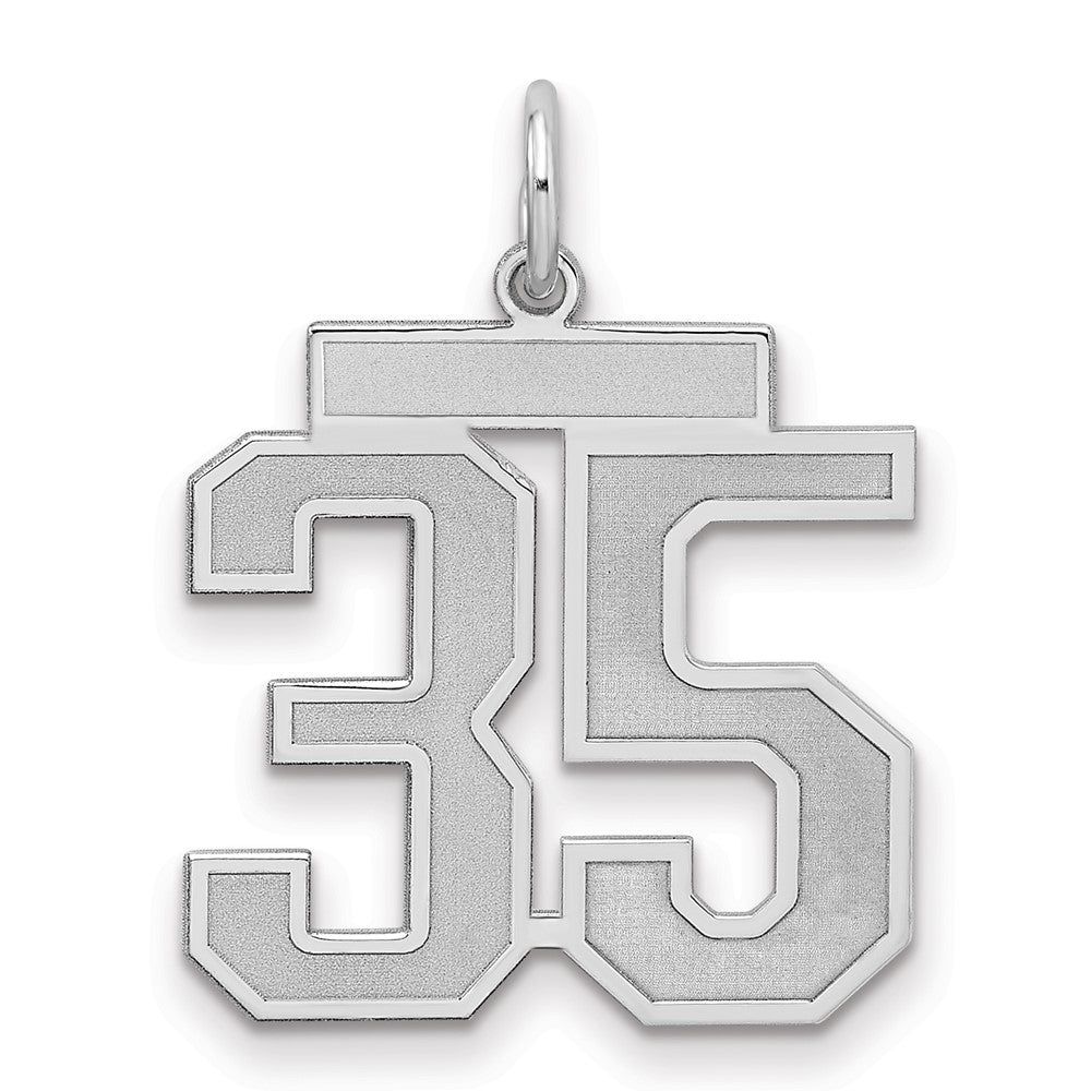 Sterling Silver/Rhodium-plated Satin Number 35 Charm