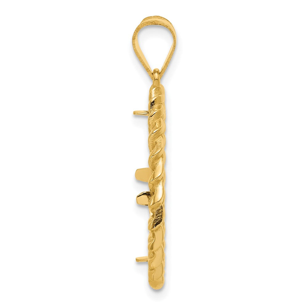 14k Diamond Cut Curb with 16.5mm Prong Coin Bezel Pendant