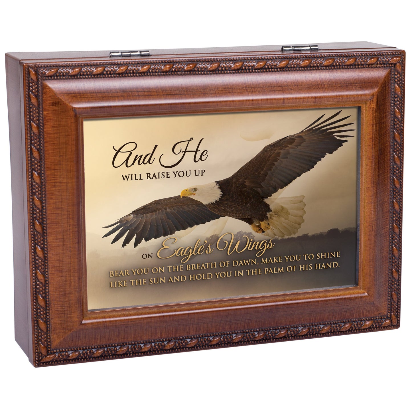 ON EAGLE'S WINGS Woodgrain Resin Music Box (Plays On Eagle's Wings) Q-GM22921