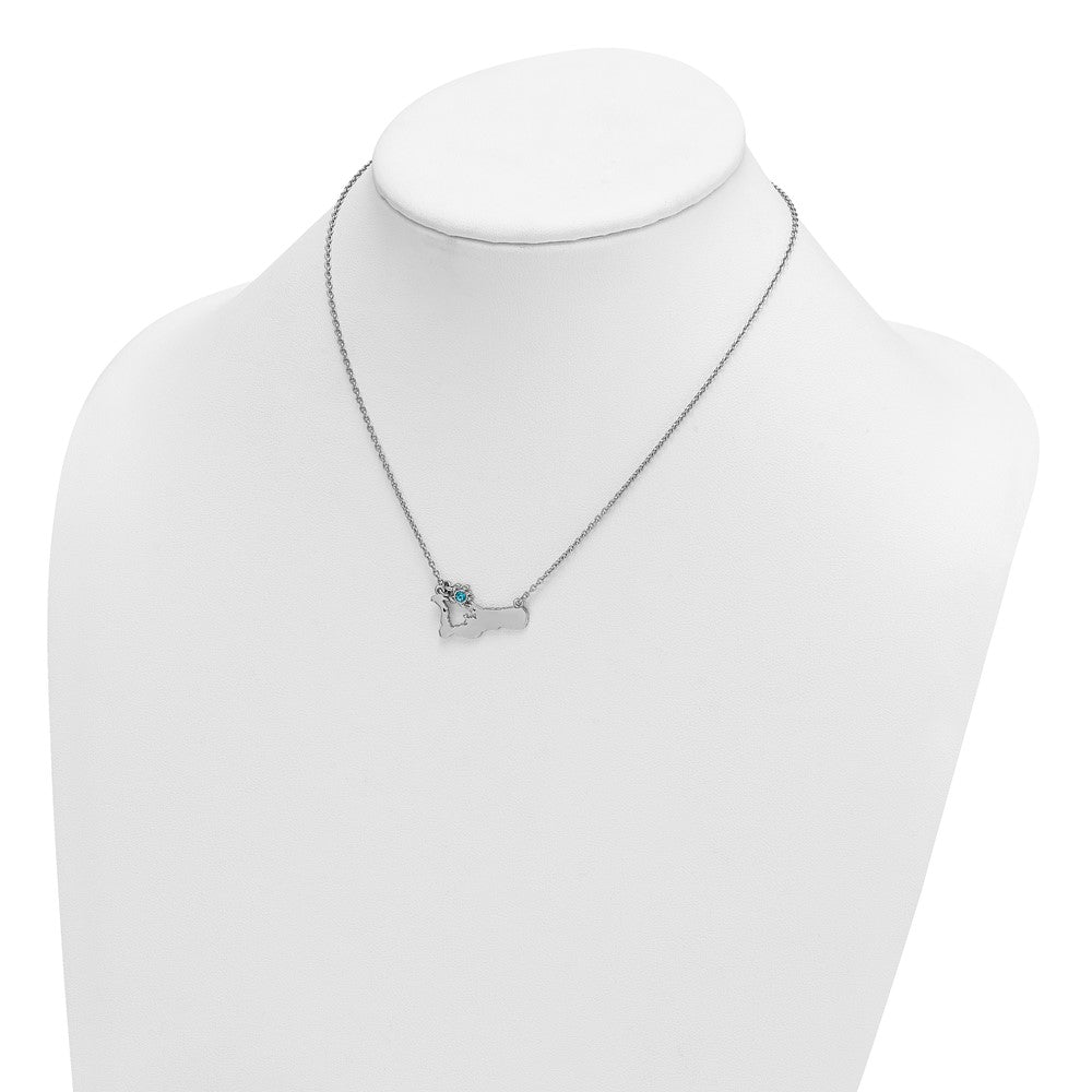 Sterling Silver Crystal Turtle Cayman Island 16 +1.75in Necklace
