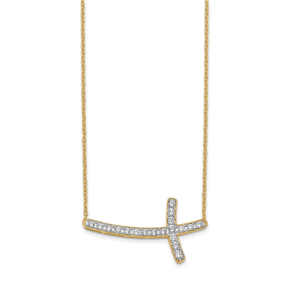 14k Diamond Sideways Cross 18in Necklace