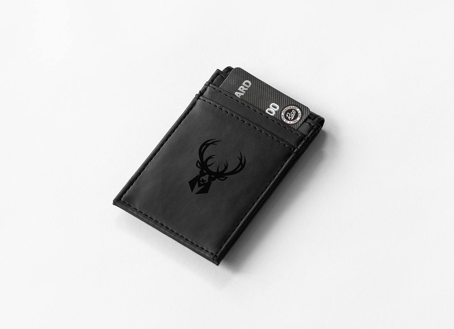 Bucks Laser Engraved Black Front Pocket Wallet