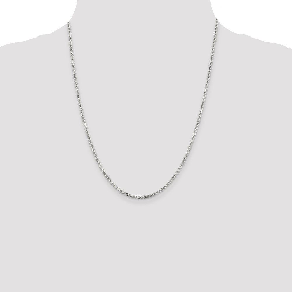 Sterling Silver 2.3mm Solid Rope Chain 22 Inches