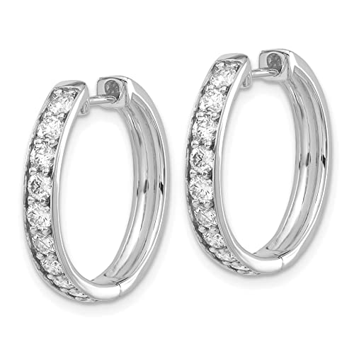 14k White Gold 1.25 carat Diamond Hinged Hoop Earrings