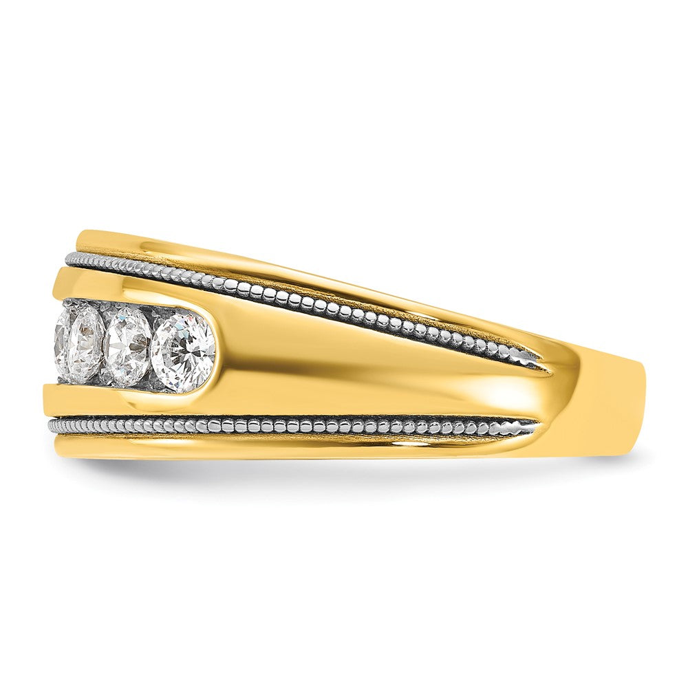 IBGoodman 14k with White Rhodium 1 1/5 carat Lab Grown Diamond VS/SI+ G+ Complete Polished and Milgrain Men's Ring