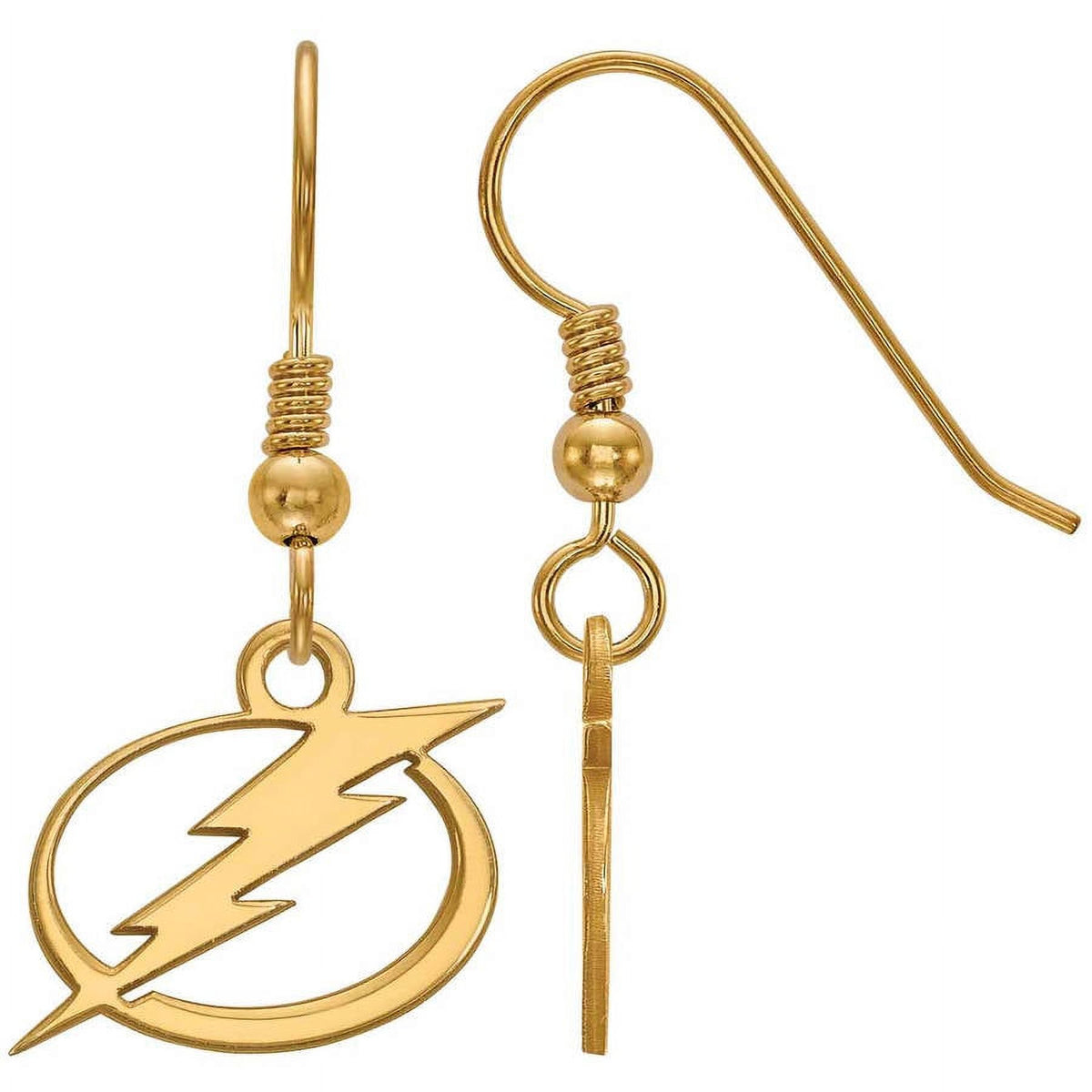 Sterling Silver Gold Plated NHL LogoArt Tampa Bay Lightning Dangle Earrings