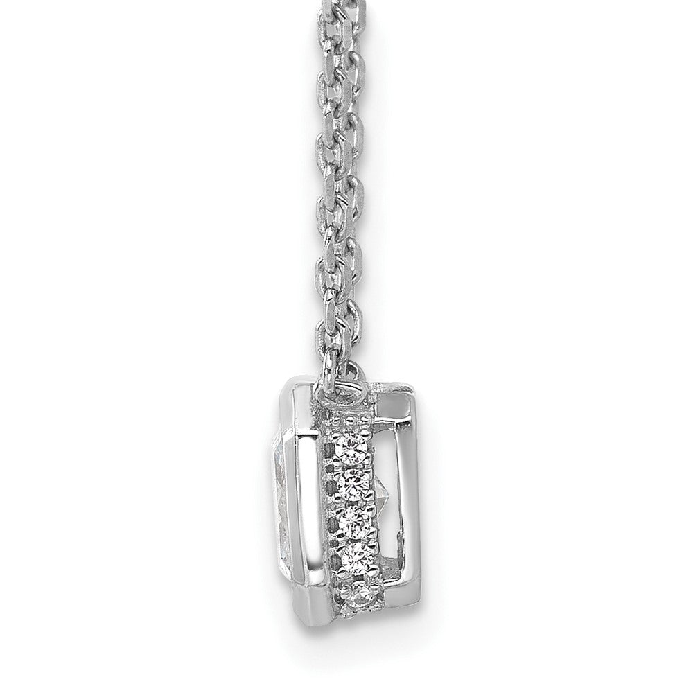 Sterling Shimmer Sterling Silver Rhodium-plated CZ 19 Stone 16 inch with 2 inch extender Square Necklace 16 Inches