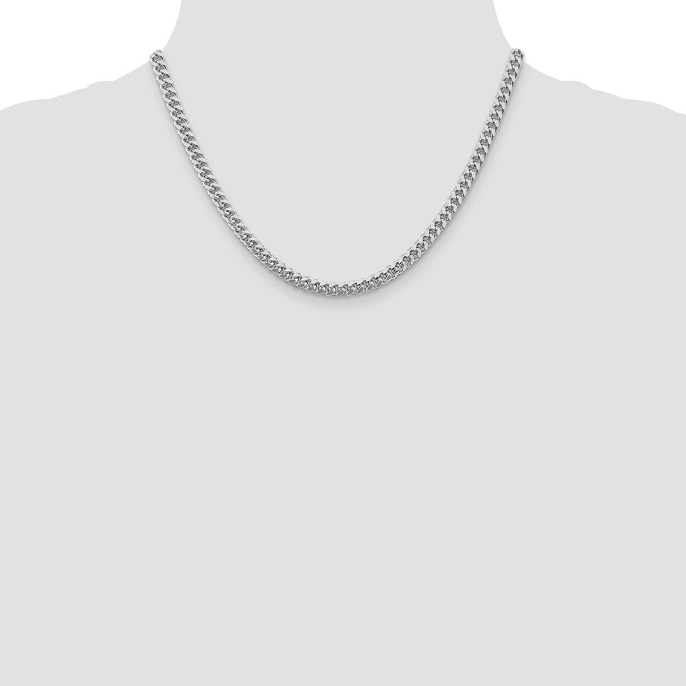 Sterling Silver Rhodium-plated 5mm Domed w/ Side D/C Curb Chain 18 Inches