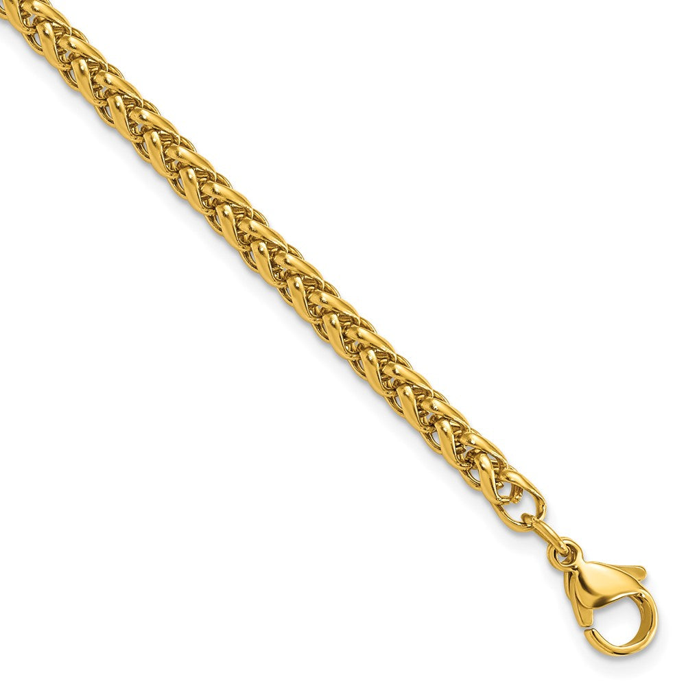 Stainless Steel Polished Yellow IP 8.5in Spiga 4mm Chain Bracelet 8.5 inches