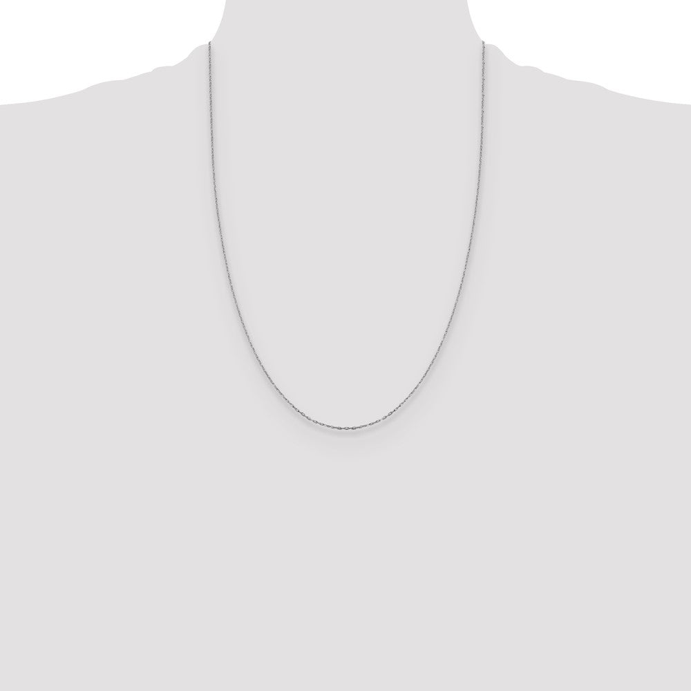 14K White Gold 1mm D/C Open Long Link Cable Chain