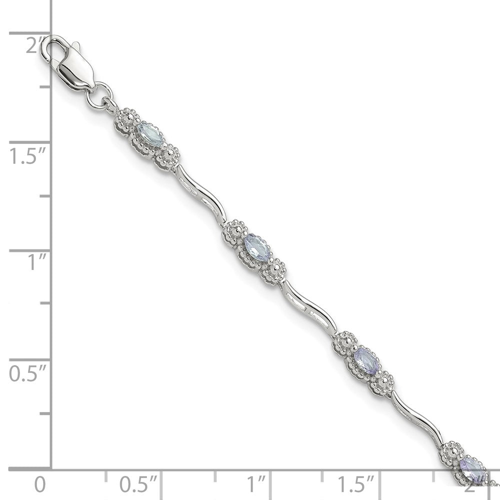 Stering Silver Rhodium-plated Polished Tanzanite 7.5 inch Bracelet 7.5 inches