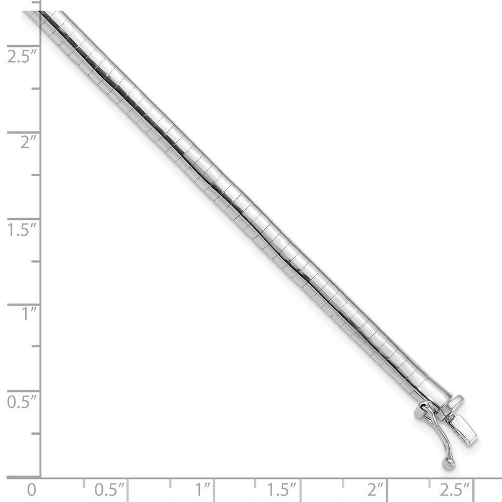 14K White Gold 4mm Domed 7 inch Omega Bracelet 7  inches