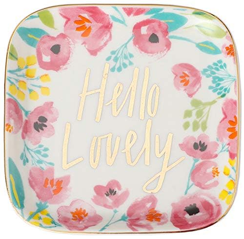 Hello Lovely Ceramic Trinket Plate and Decorative Jewelry Dish