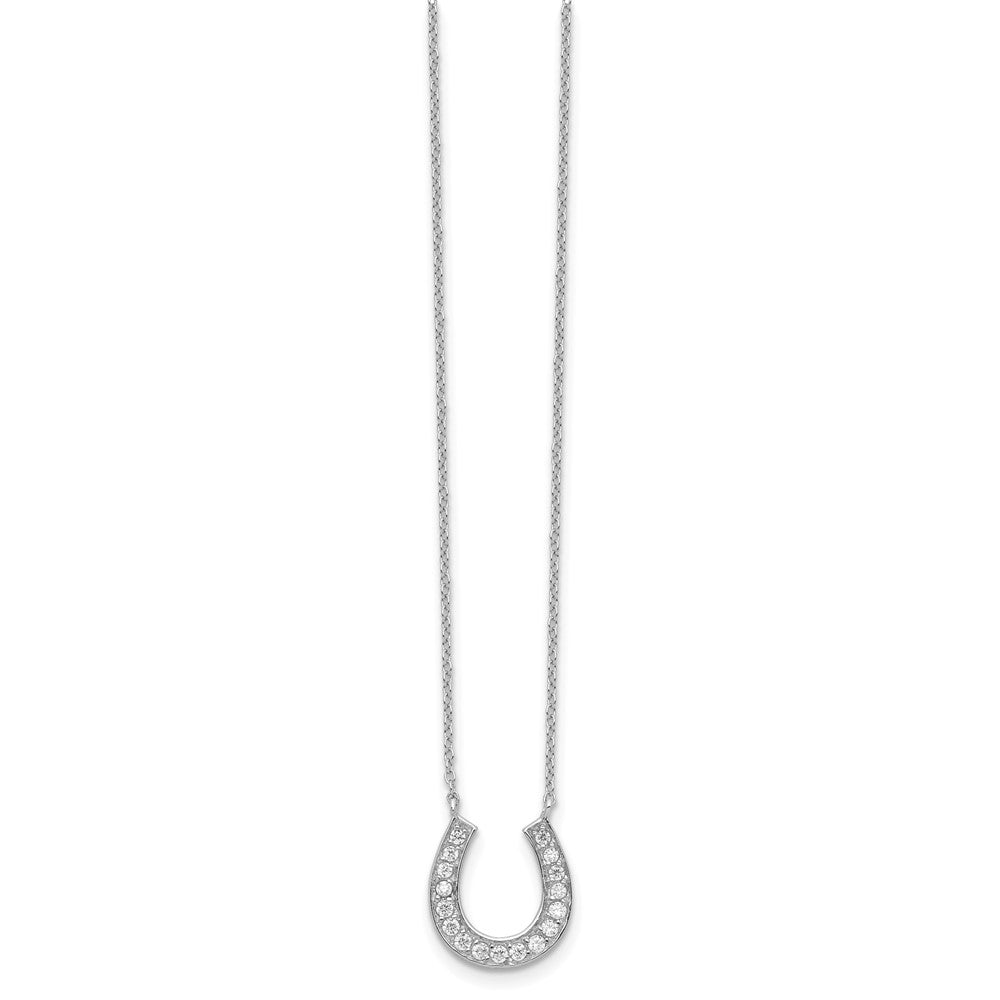 Sterling Silver Rhodium-plated 16in w/2in ext CZ Horseshoe Necklace 16 Inches