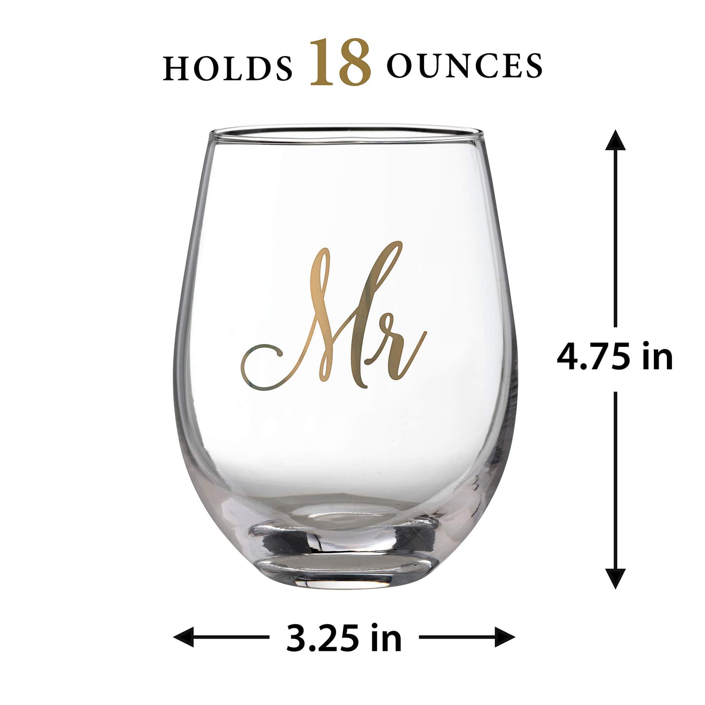 Lillian Rose Gold Mr. Stemless Wine Glass