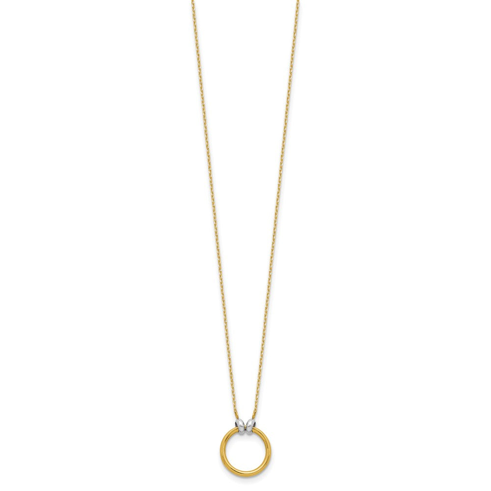 14K with Rhodium Polished Circle Necklace