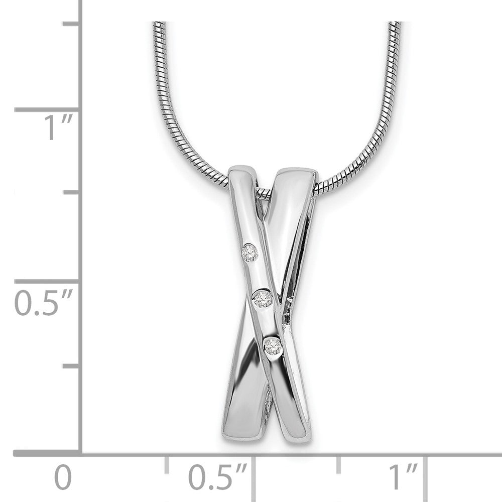 White Ice Sterling Silver Rhodium-plated 18 Inch Diamond Crossover Necklace with 2 Inch Extender 18 Inches