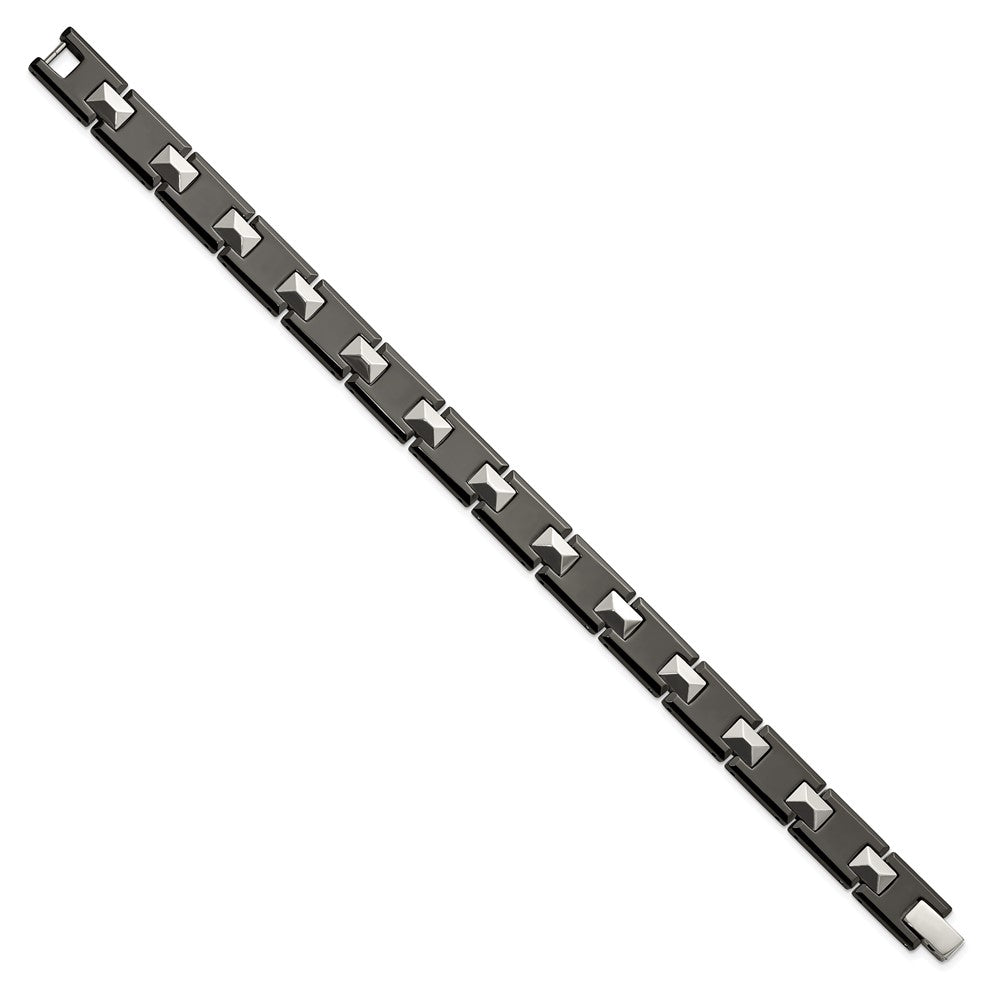 Tungsten and Black Ceramic Polished 8.5in Bracelet