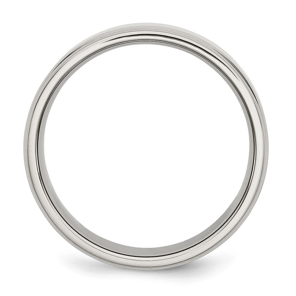 Stainless Steel Polished 7mm Ridged Edge Band Size - 11