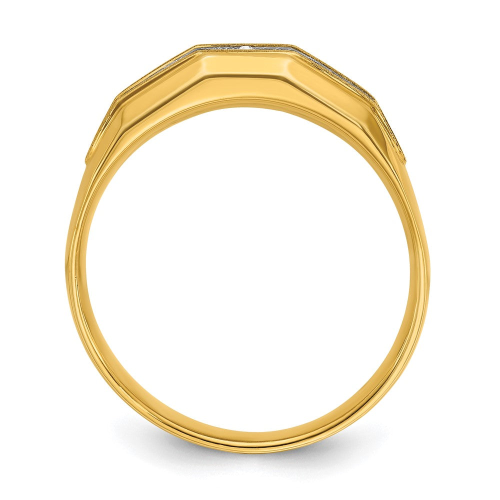 IBGoodman 14k with White Rhodium Men's Polished and Satin 5-Stone 1/4 Carat AA Quality Diamond Ring