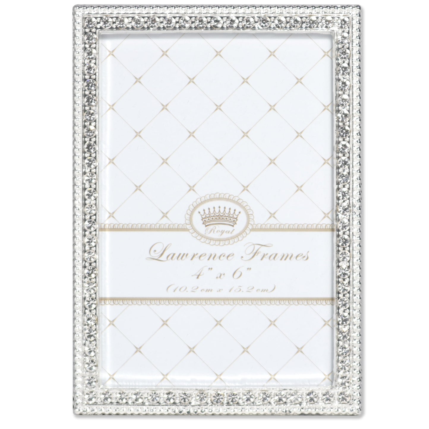Lawrence Frames 4x6 Sarah Silver Metal Tabletop Picture Frame with Crystal