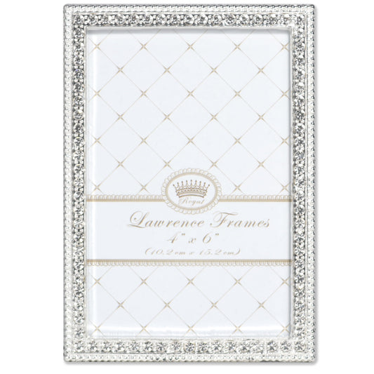 Lawrence Frames 4x6 Sarah Silver Metal Tabletop Picture Frame with Crystal